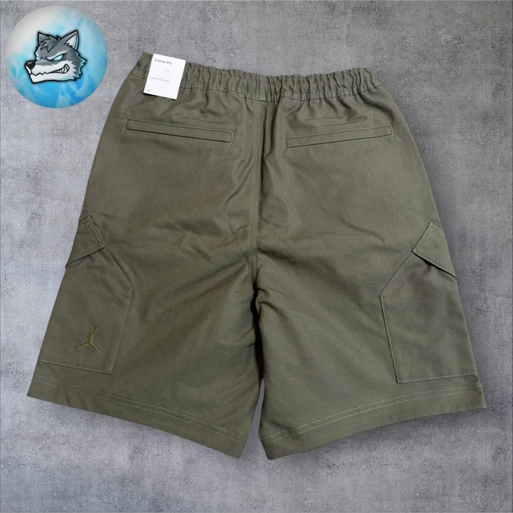 New Jordan Essentials Woven Shorts Olive Green Men's Size Small HF9335-222